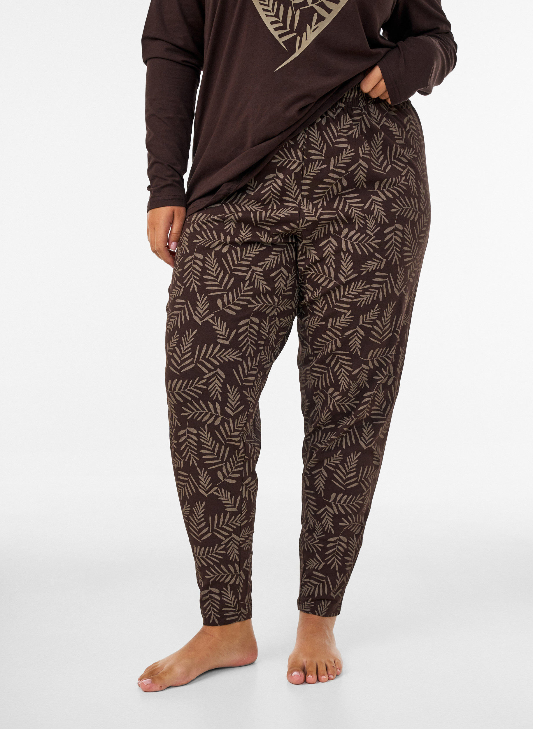 Cotton pyjamas pants with print, Brown, Model