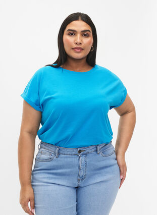 Short sleeve cotton blend T-shirt, Hawaiian Ocean, Model image number 0