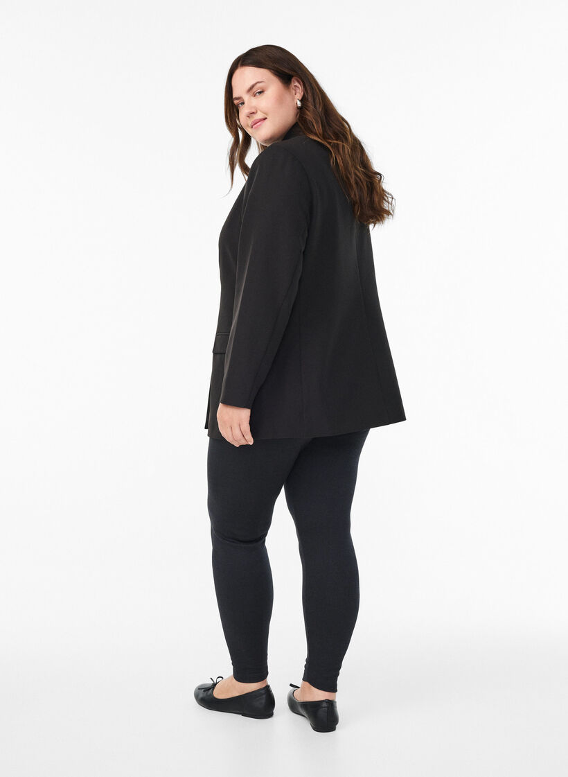 Patterned leggings with a regular waist, Black, Model image number 2