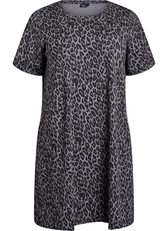 Short T-shirt dress in cotton jersey, Grey, Packshot image number 0