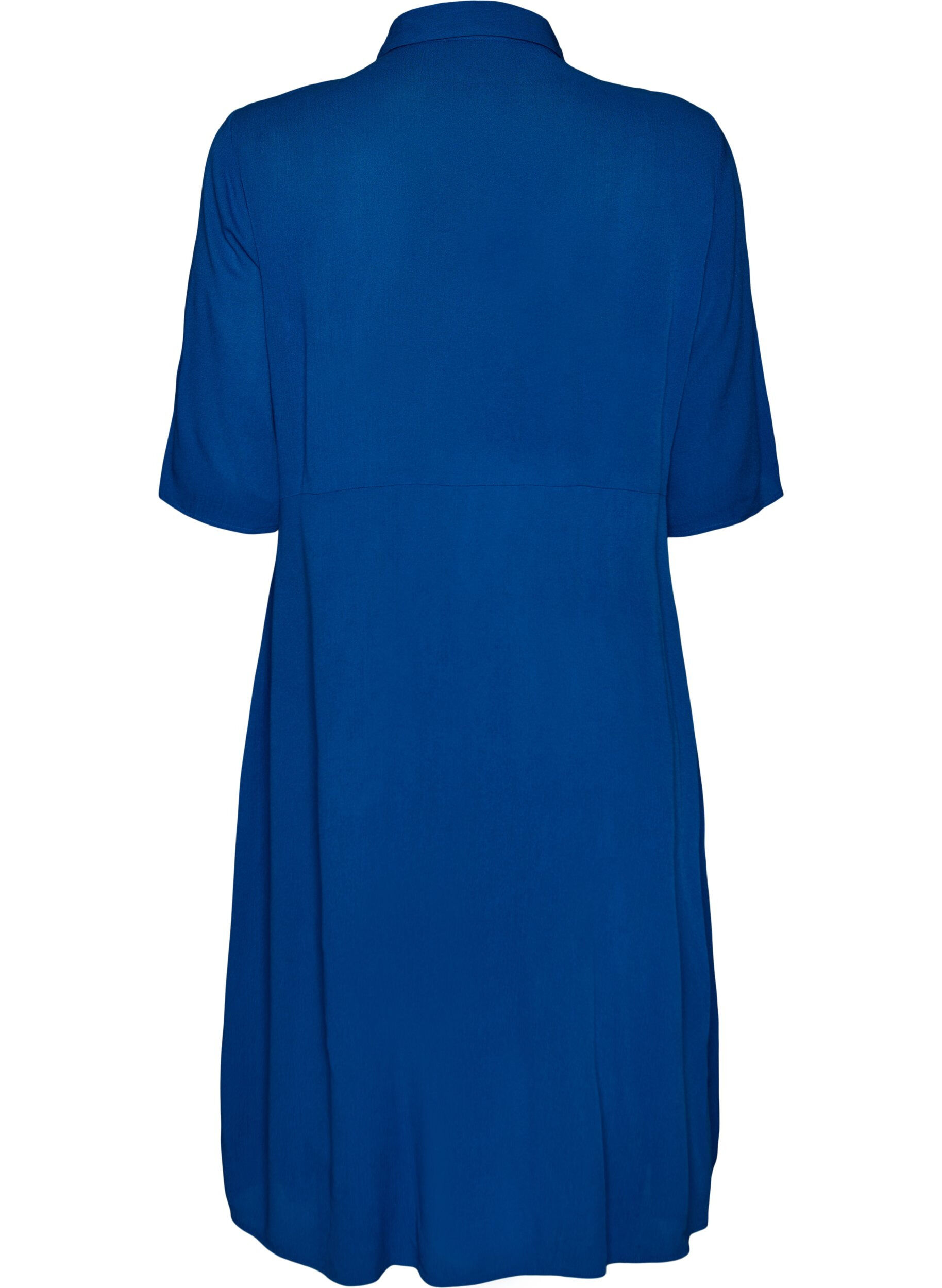 Zizzifashion Midi shirt dress with short sleeves, Blue, Packshot image number 1