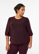 Blouse with glitter pattern and 3/4 sleeves, Dark Bordeaux, Model image number 0