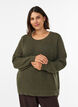 Knitted blouse with a textured openwork pattern, Green, Model image number 0