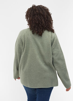 Short teddy jacket with pockets, Agave Green, Model image number 1