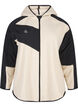 Hooded fleece jacket with pockets, Beige, Packshot image number 0