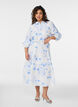 Floral midi dress with a belt and long sleeves, Light Blue, Model image number 0