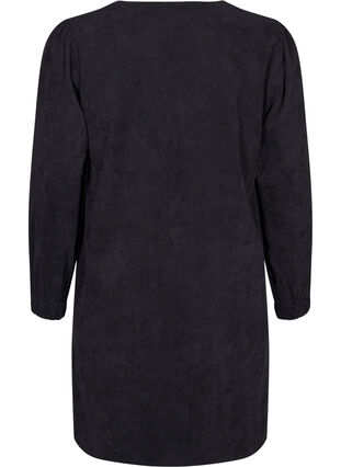 Short velvet dress with long sleeves - Black - Sz. 40-64 - Zizzifashion Short velvet dress with long sleeves - Black - Sz. 40-64 - Zizzifashion