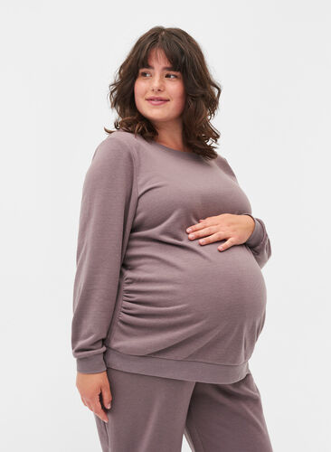 Maternity sweater with ribbed edges, Iron, Model image number 0