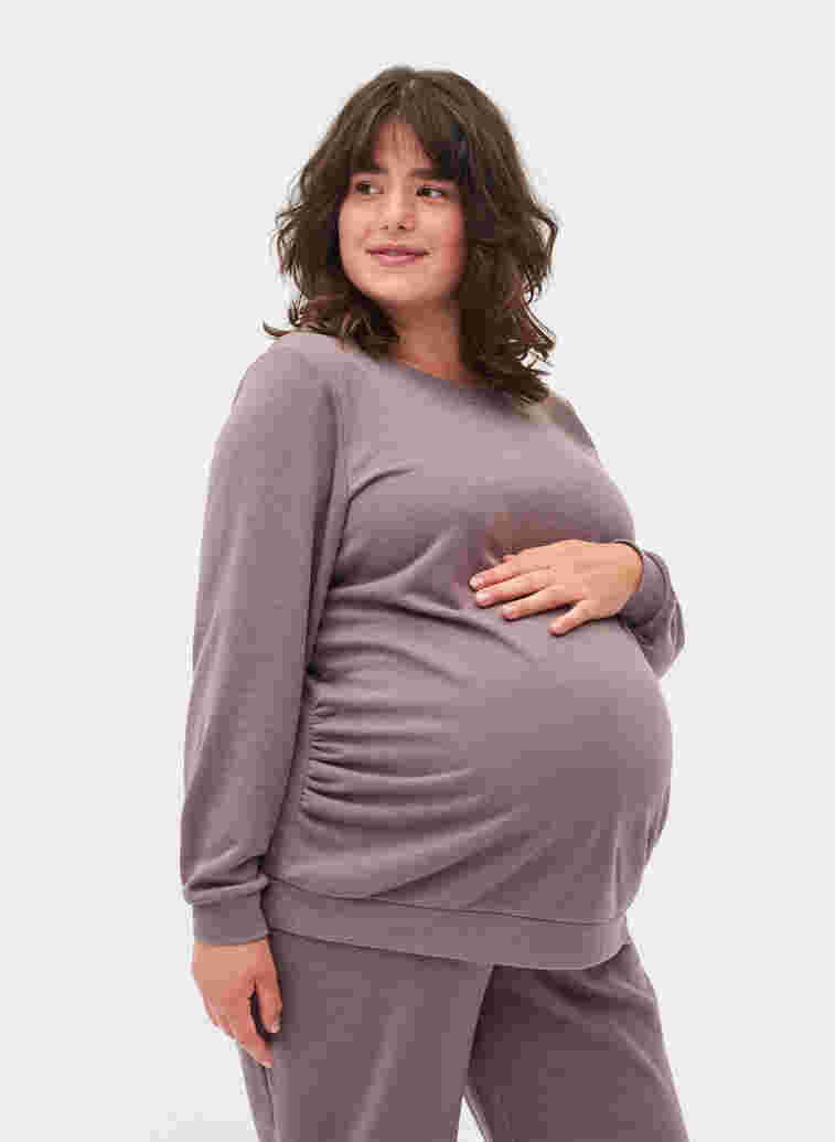 Maternity sweater with ribbed edges, Iron, Model
