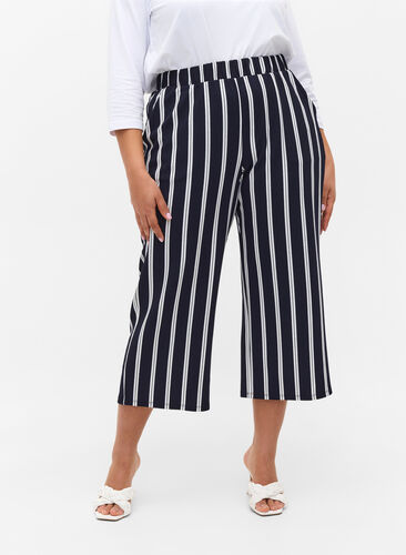 Loose trousers with 7/8 length, Night Sky Stripe, Model image number 1