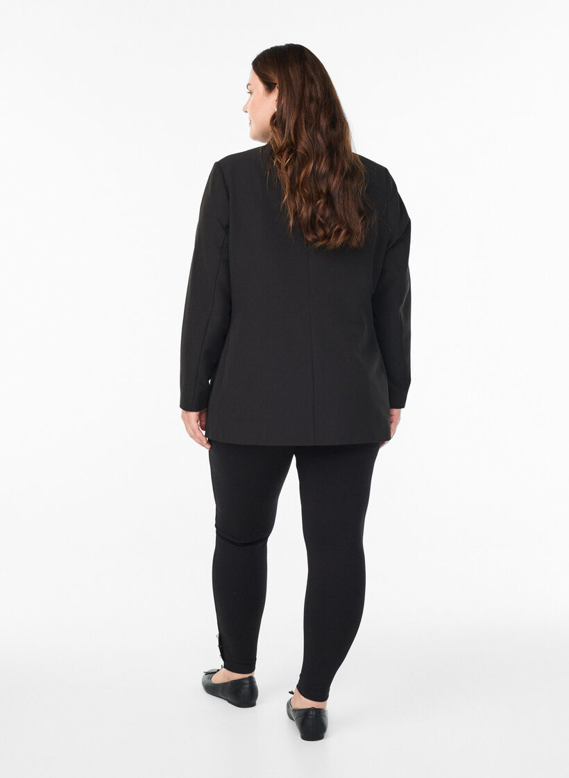 Leggings with buttons at the bottom, Black, Model image number 2