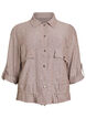 Linen and viscose shirt blouse with an adjustable waist, Brown, Packshot image number 0