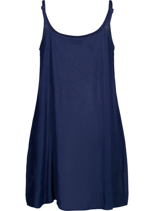 Solid colour strap dress in viscose, Navy Blazer, Packshot image number 1