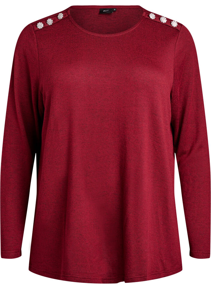 Blouse with decorative buttons, Red, Packshot image number 0