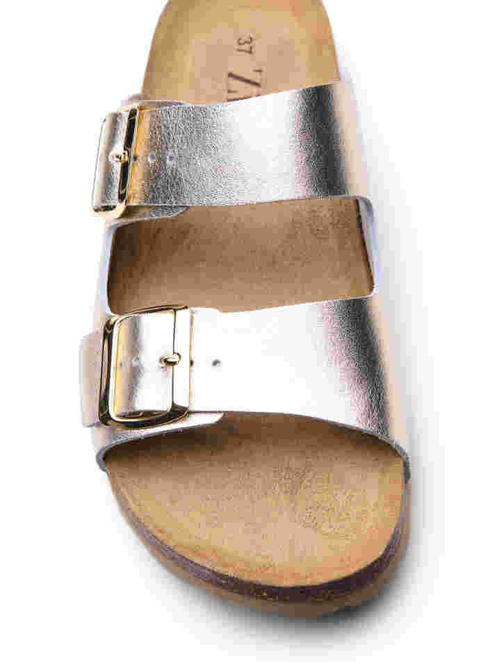 Wide-fit leather sandals, Gold, Packshot image number 2