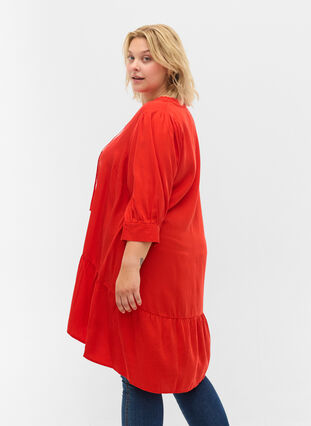 3/4 sleeve dress, Fiery Red, Model image number 1