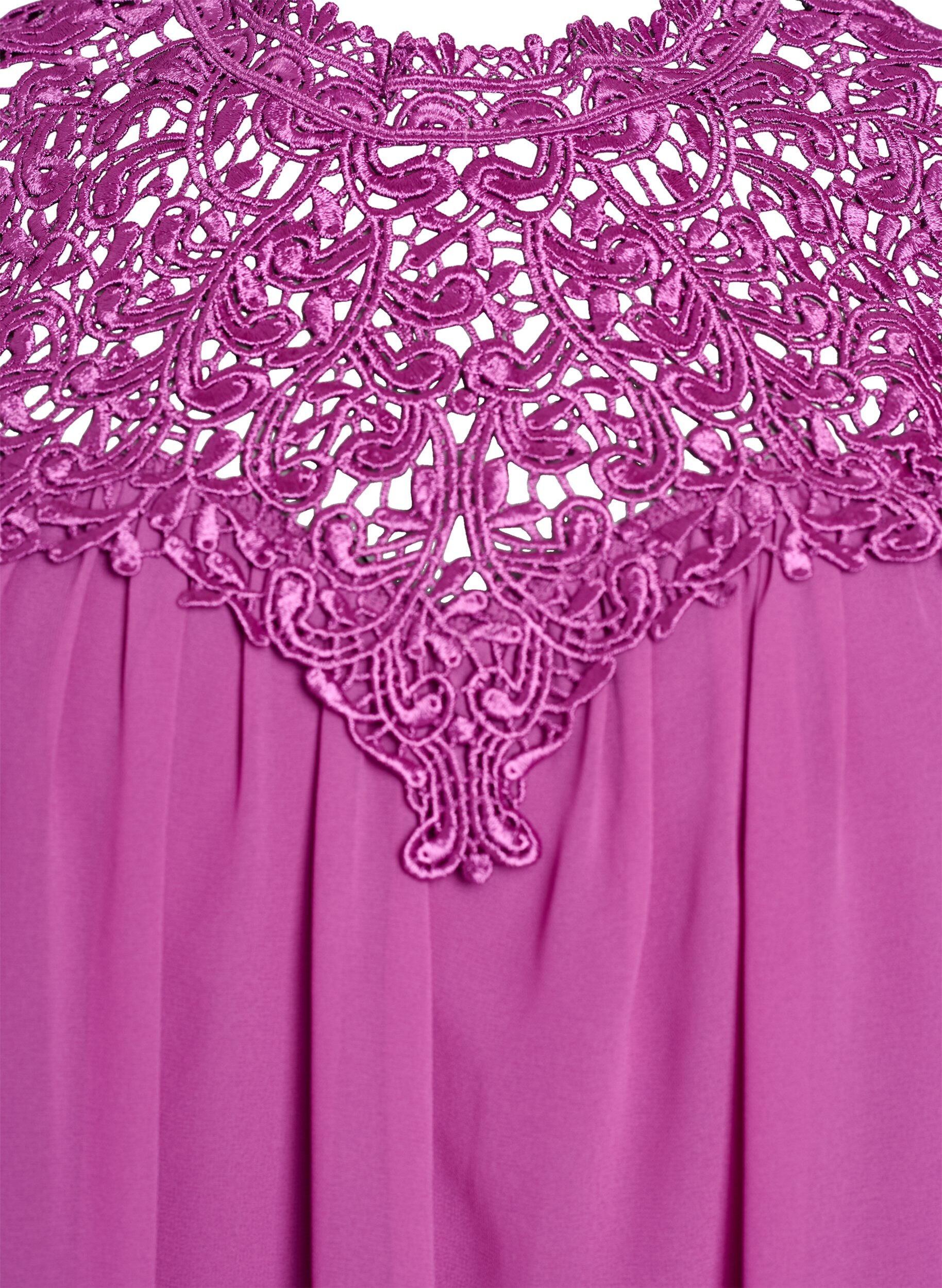 Zizzifashion Sleeveless party top with crochet, Purple, Packshot image number 2