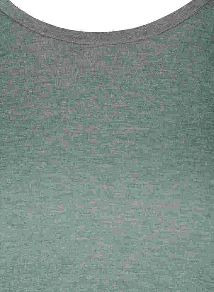 Plain blouse with 3/4 sleeves, Balsam Green Mel, Packshot image number 2