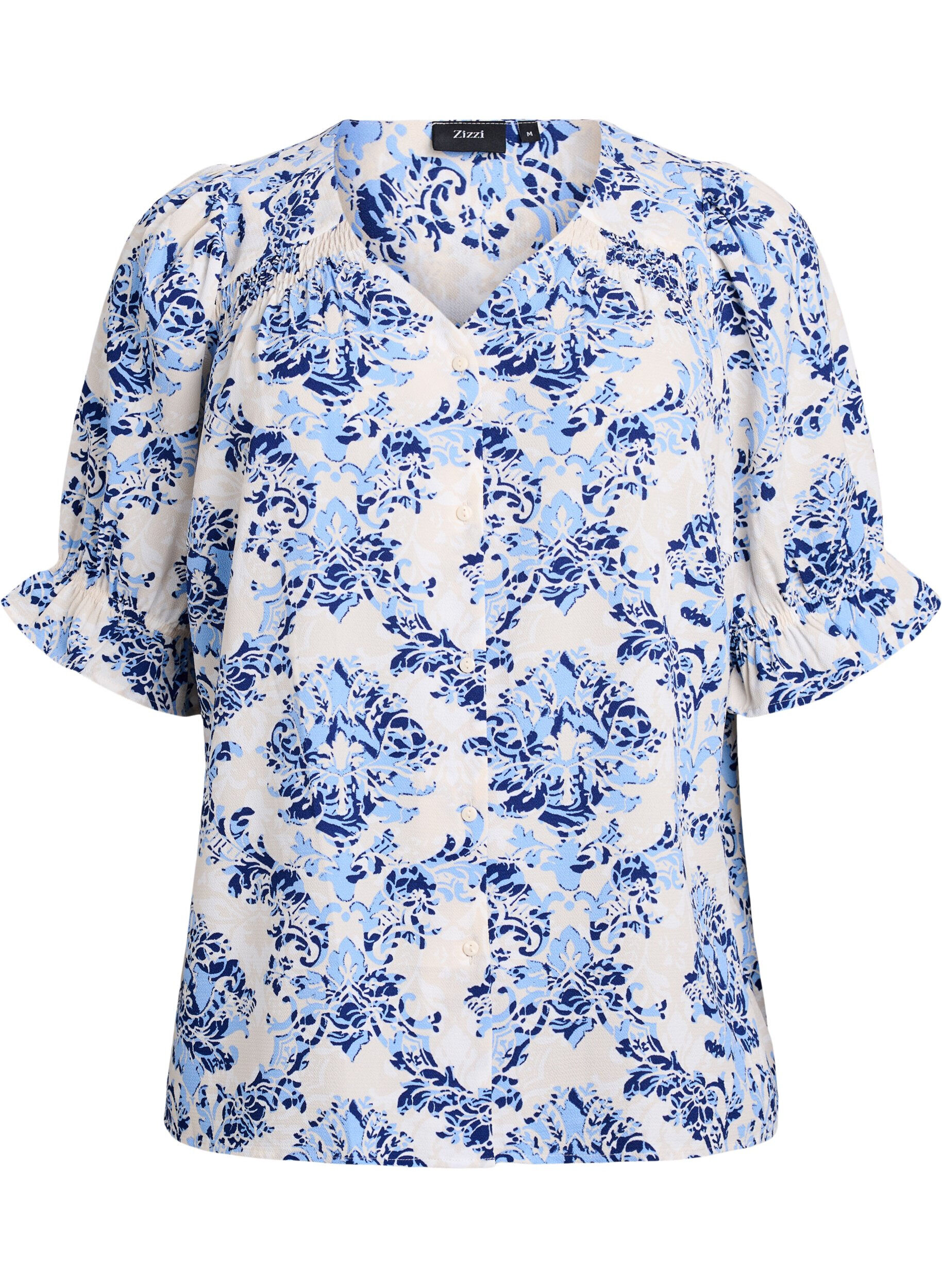 ZizzifashionShirt blouse with 1/2 sleeves, Beige, Packshot image number 0
