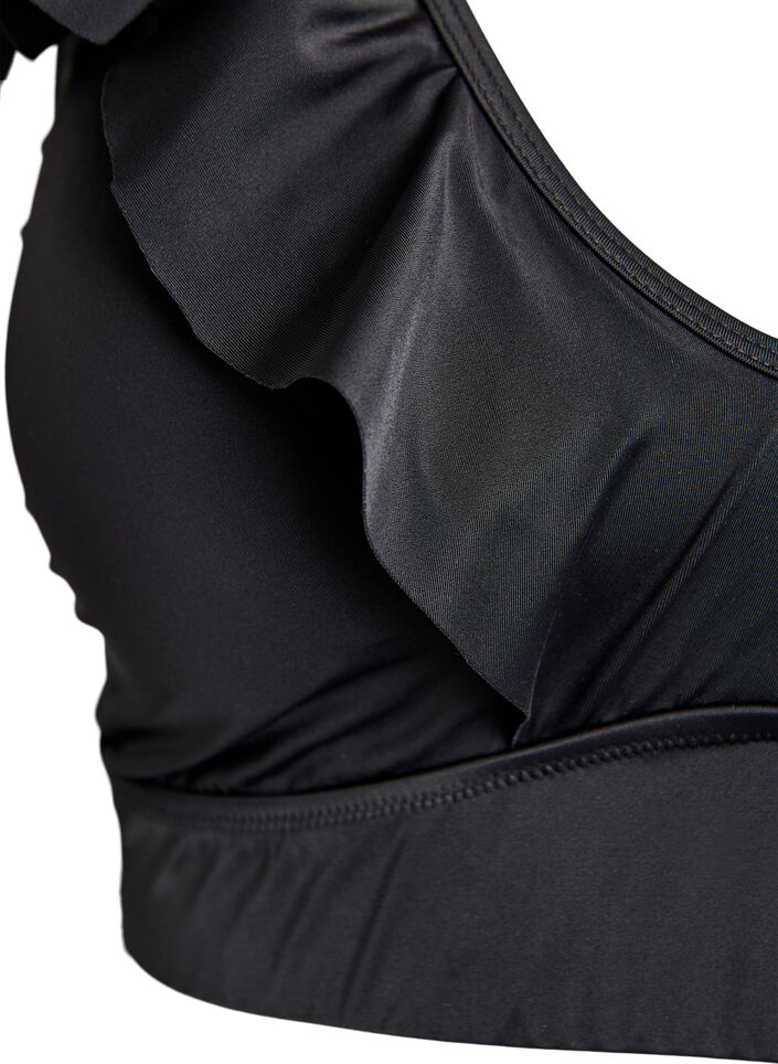 Bikini top with ruffle details, Black, Packshot image number 2