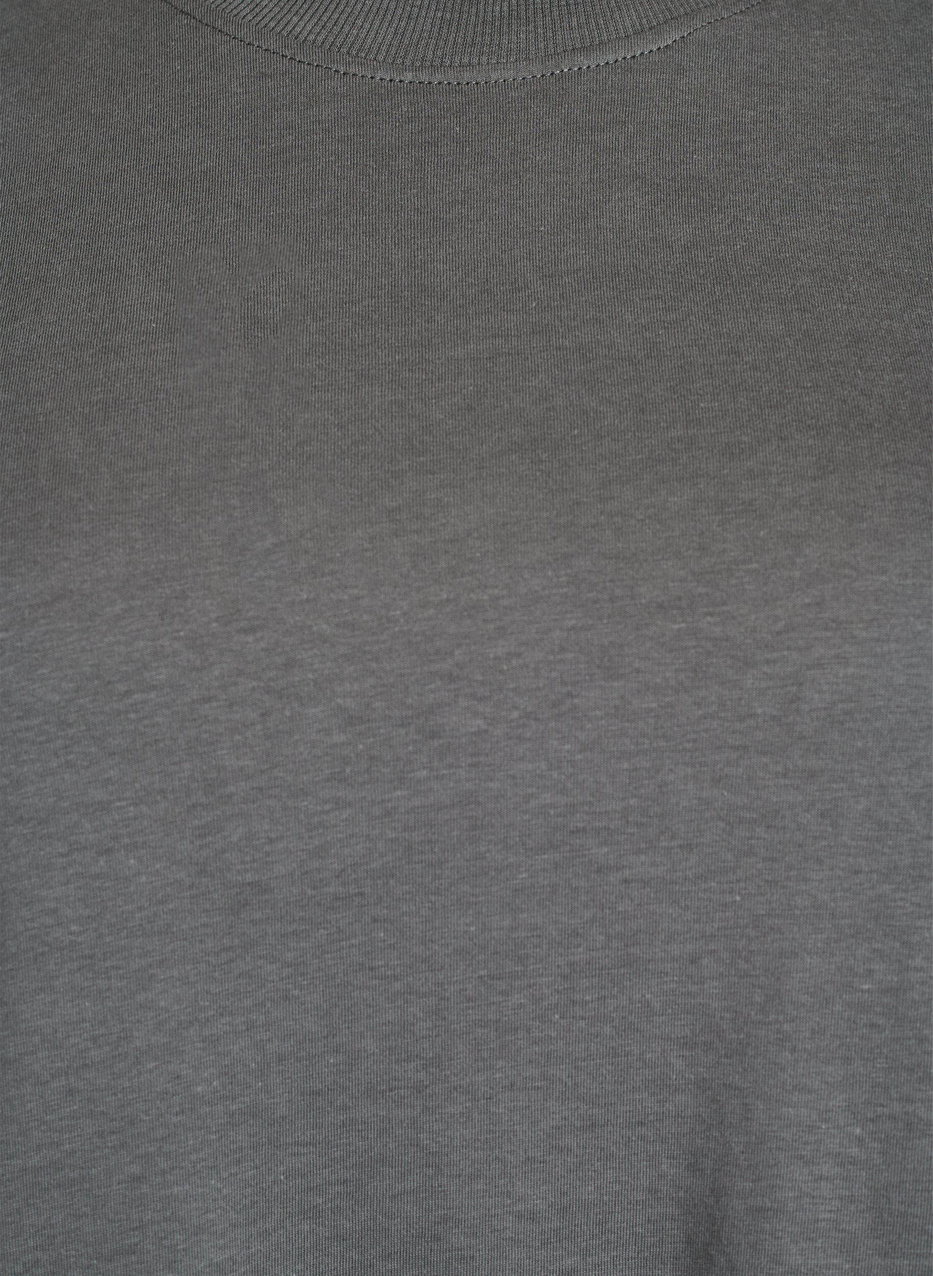 Zizzifashion Basic cotton T-shirt with round neck, Grey, Packshot image number 2