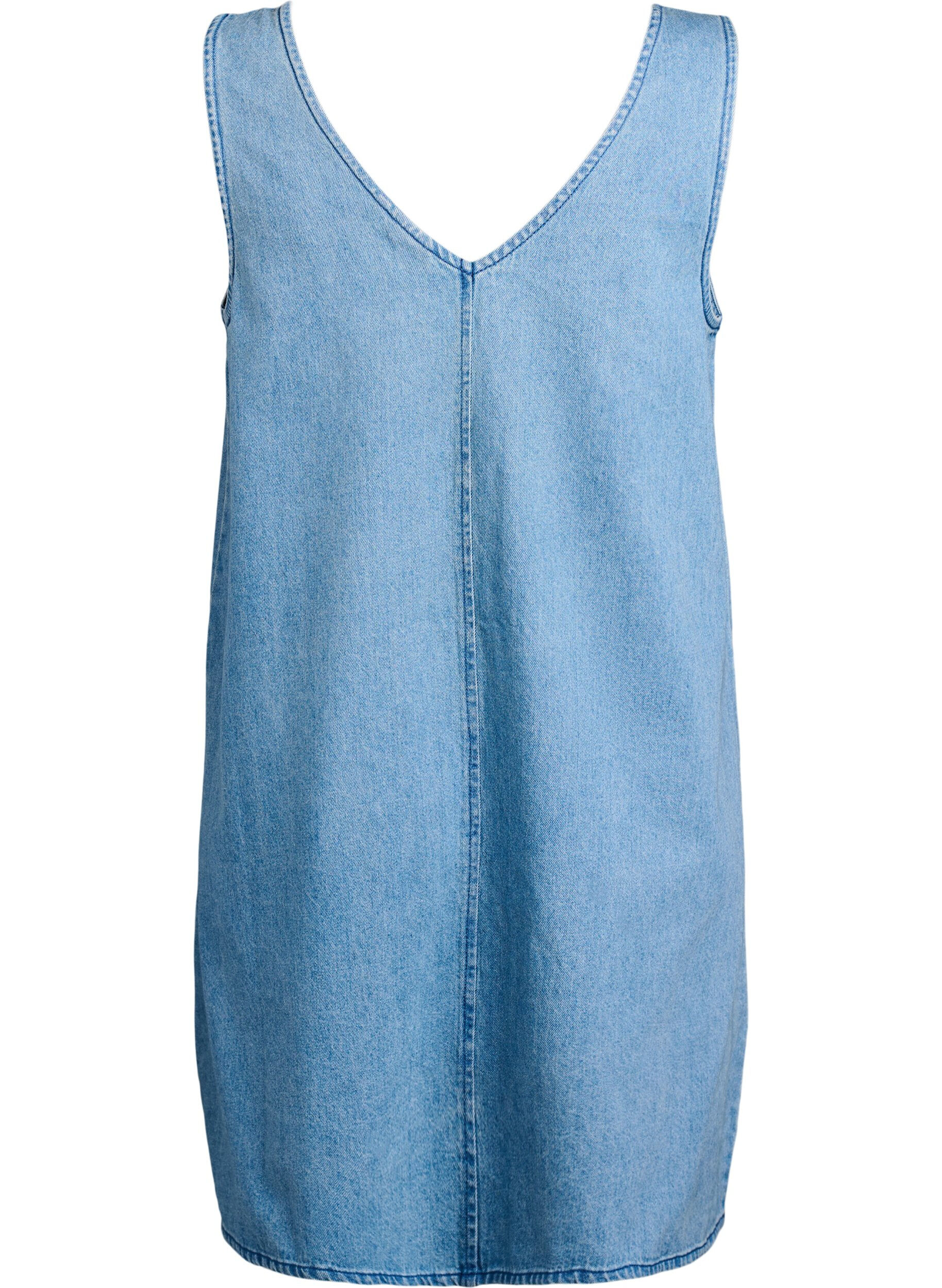 Zizzifashion Denim pinafore with V-neckline, Light Blue, Packshot image number 1