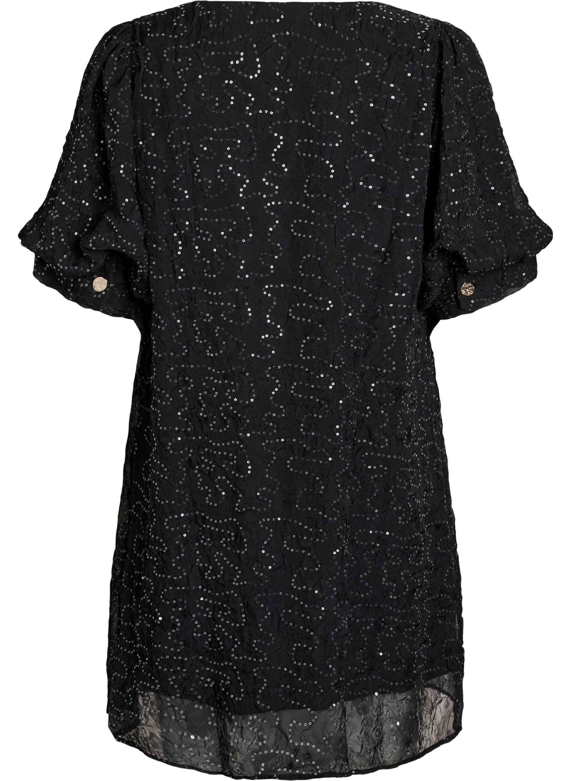 Zizzifashion Short party dress with sequins, Black, Packshot image number 1