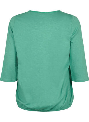 Cotton blouse with 3/4 sleeves, Pine Green, Packshot image number 1