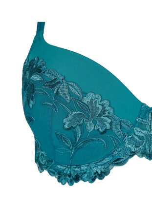 Lace bra with underwire and padding, Green-Blue Slate, Packshot image number 2