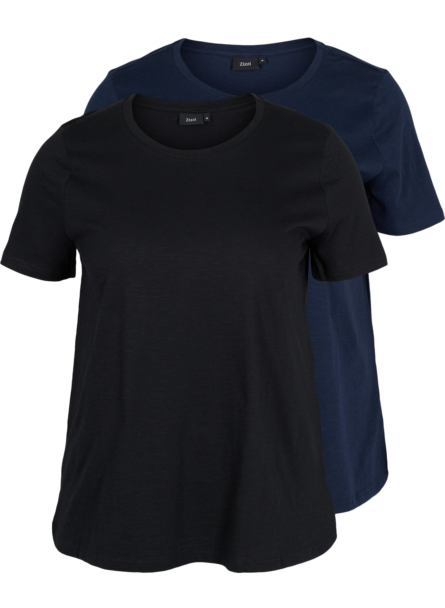 Zizzifashion Basics cotton t-shirt 2-pack, Black/Navy Blazer, Packshot image number 0
