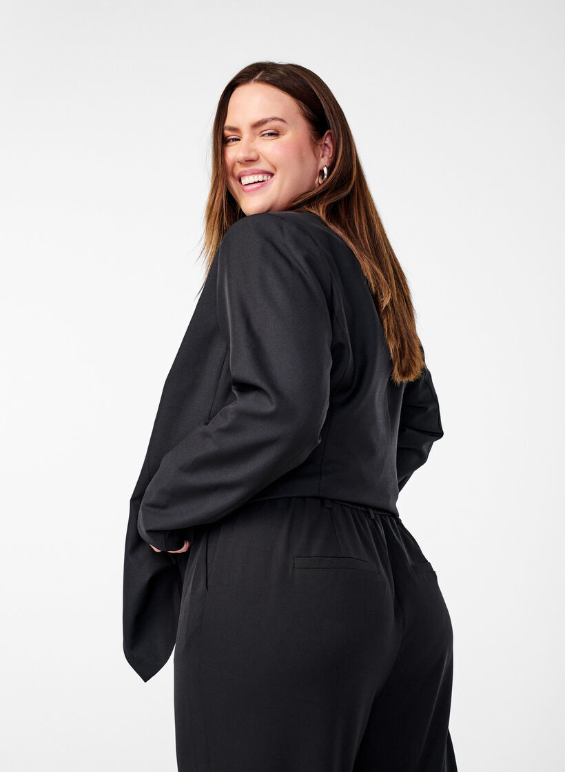Trousers with pockets and straight leg, Black, Model image number 3