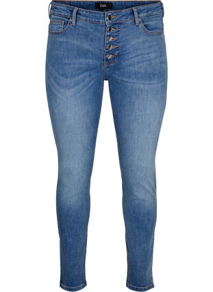 Sanna jeans with super slim fit and button closure, Blue denim, Packshot image number 0