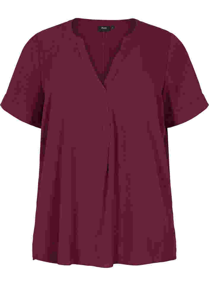 Short-sleeved v-neck blouse, Port Royal, Packshot image number 0