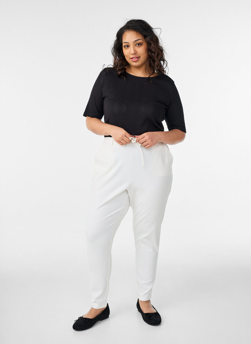 Cropped Maddison trousers, White, Model image number 0