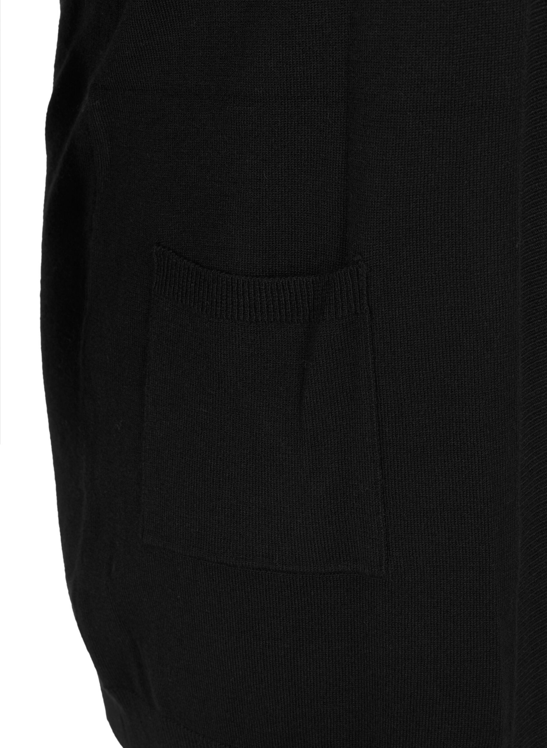 Zizzifashion Long knitted cardigan in a viscose blend, Black, Packshot image number 3
