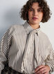 Striped shirt with detachable neck tie, Beige, Model image number 3