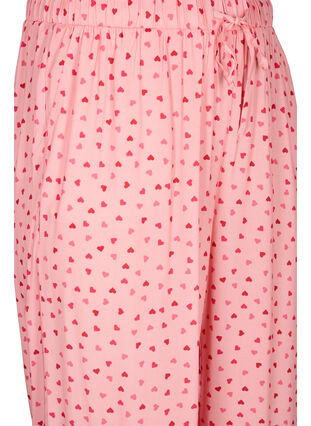 Loose viscose pyjama bottoms with print, Pink Icing W. hearts, Packshot image number 2