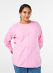 Knit blouse with round neck and knitted pattern, Pink, Model image number 0
