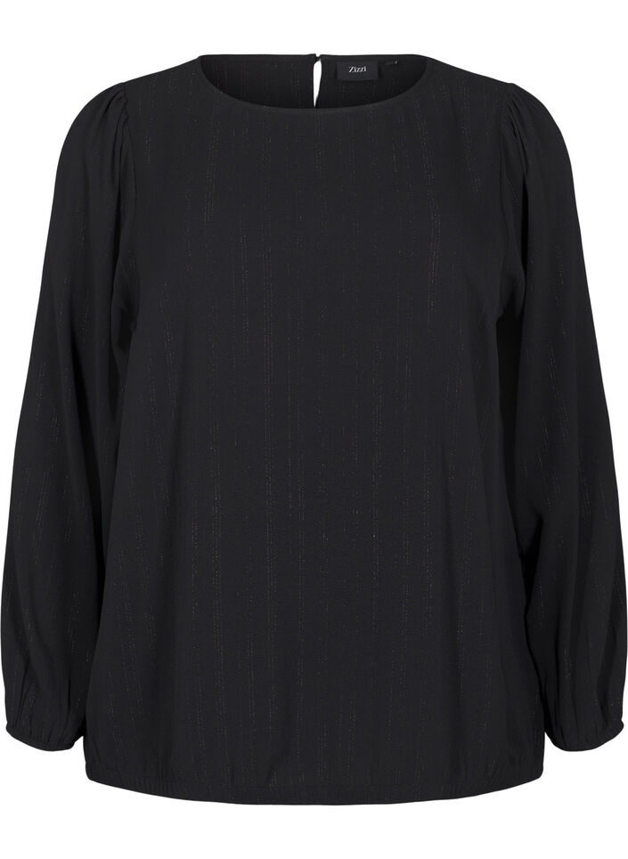 Blouse with silver glitter, Black, Packshot image number 0