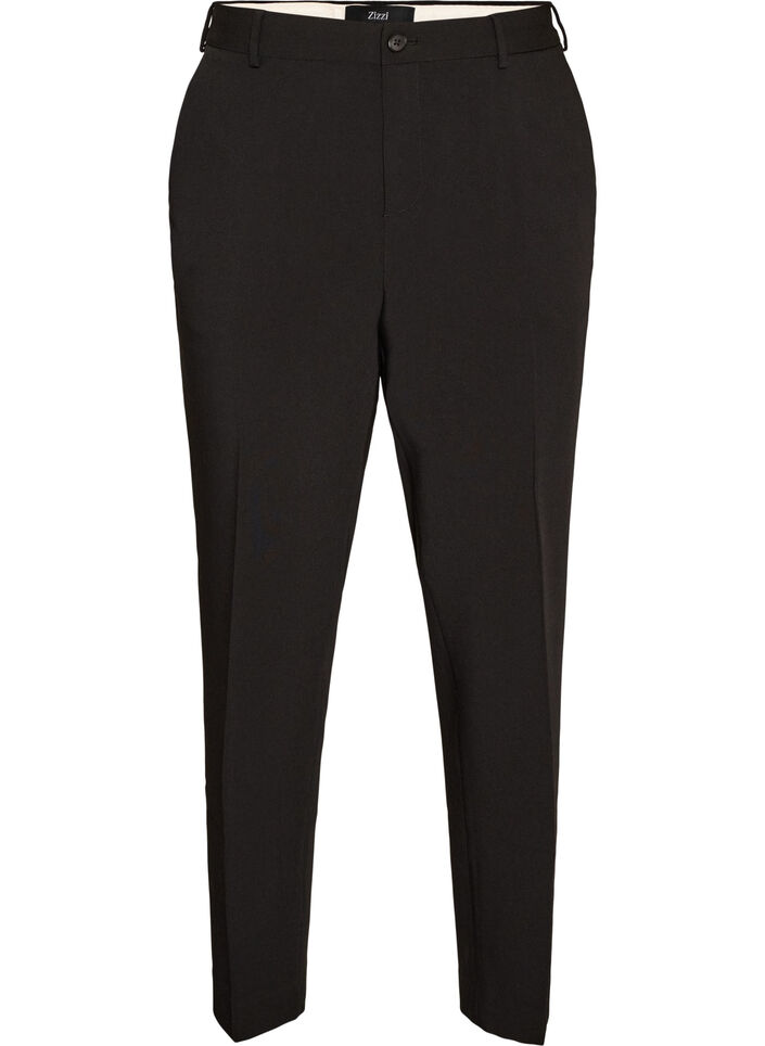 Tailored trousers with a high waist and pressed creases, Black, Packshot image number 0