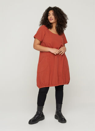 Short-sleeved cotton dress, Arabian Spice, Model image number 2