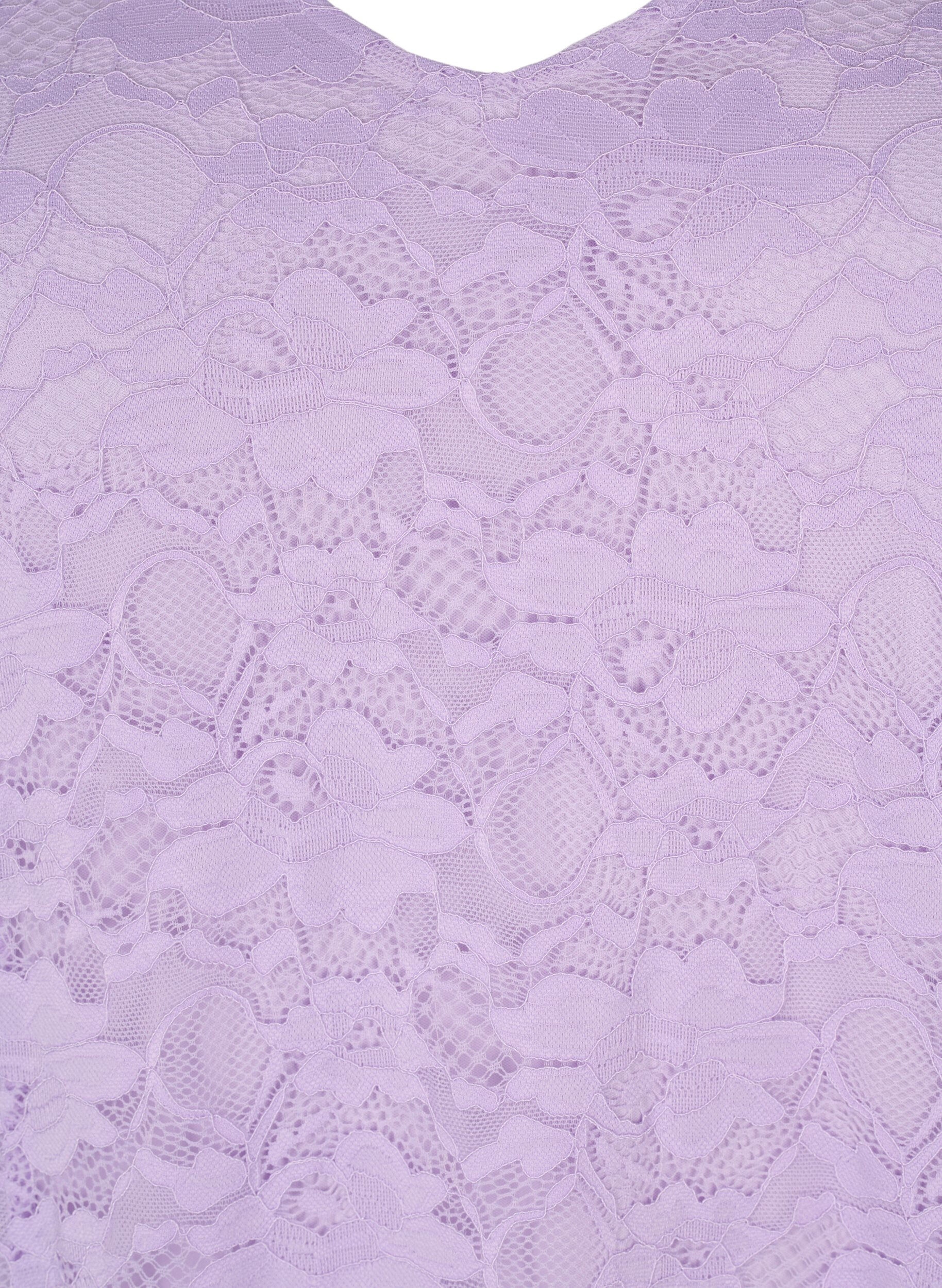 Zizzifashion Lace dress with 3/4 sleeves, Lavendula, Packshot image number 2