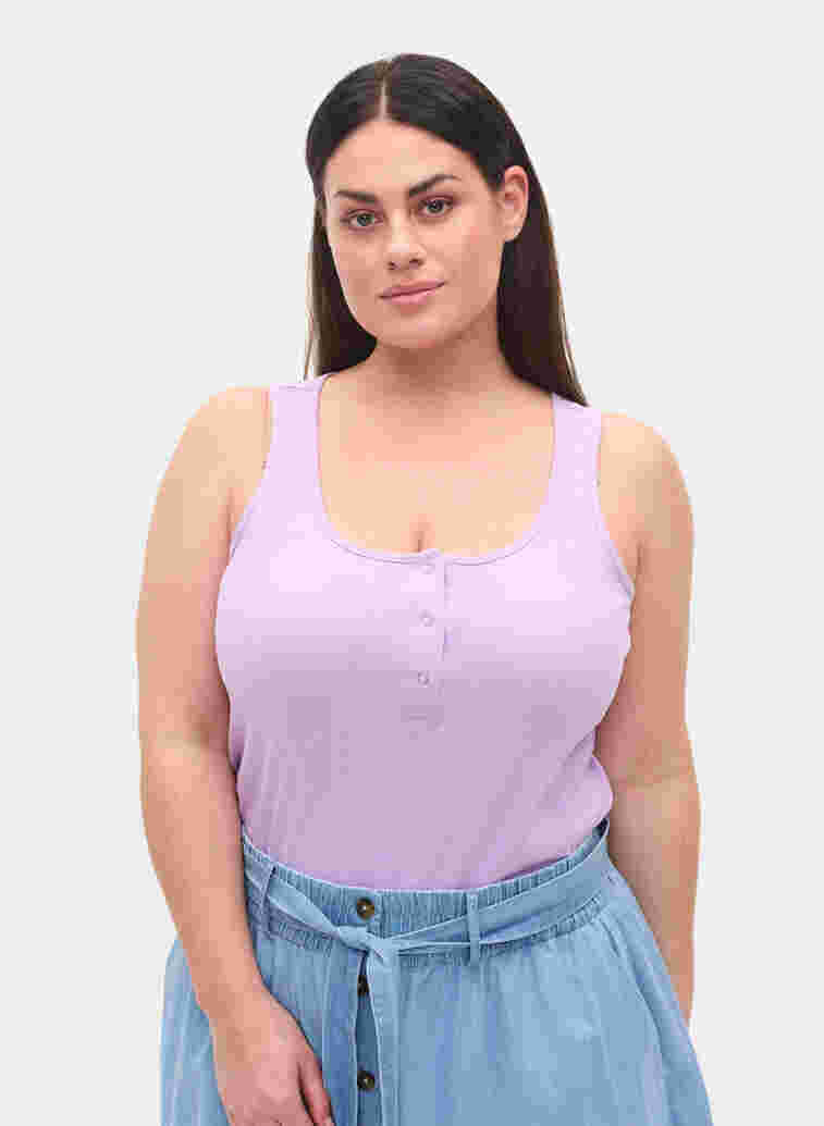 Top with a round neck in ribbed fabric, Lavendula, Model