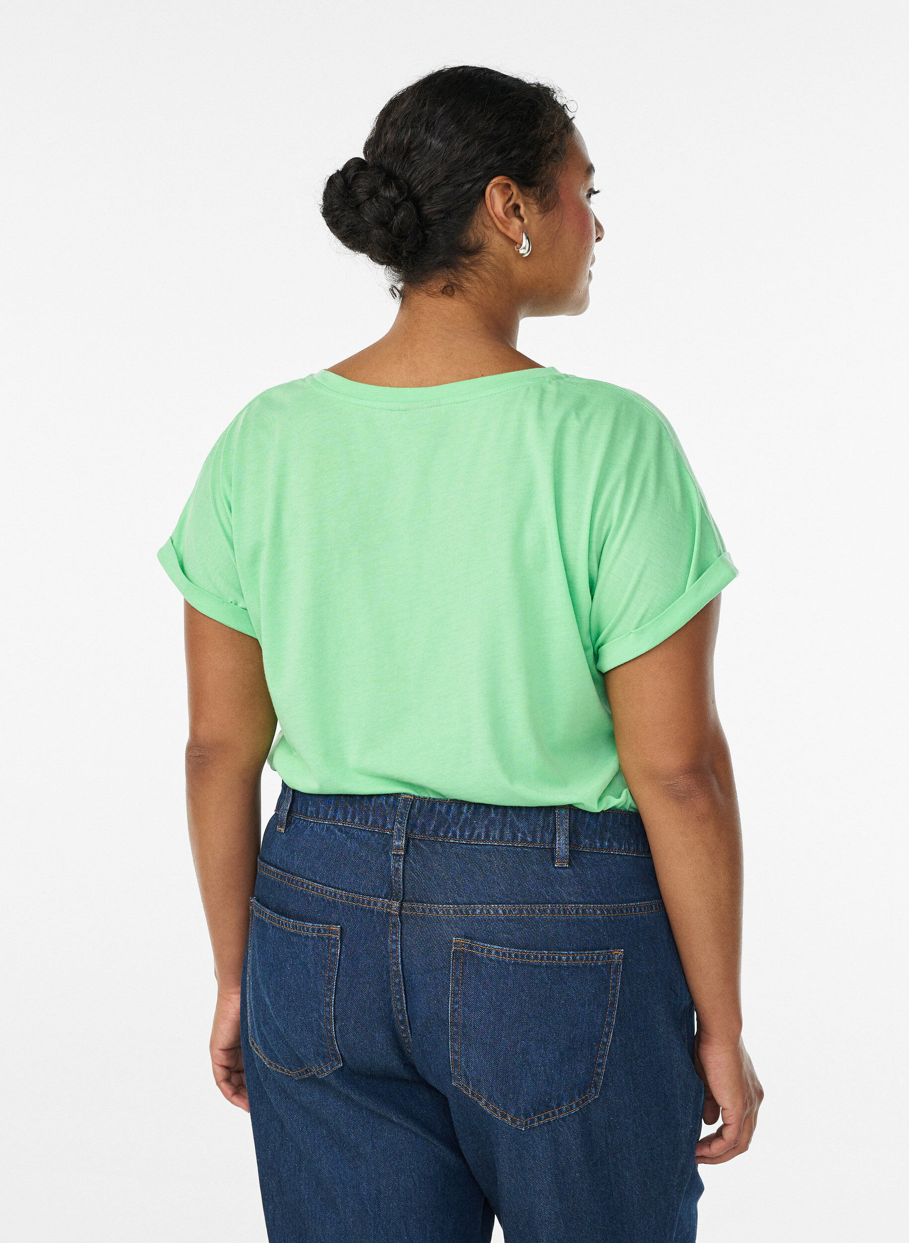 ZizzifashionShort sleeve cotton blend T-shirt, Green, Model image number 2