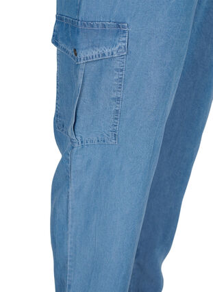 Denim cargo trousers with pockets, Light blue denim, Packshot image number 2
