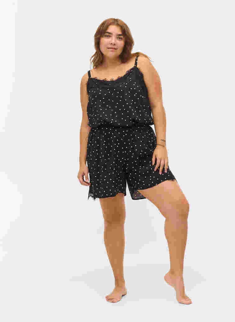 	 Spotted viscose night shorts, Angora Dot, Model image number 3