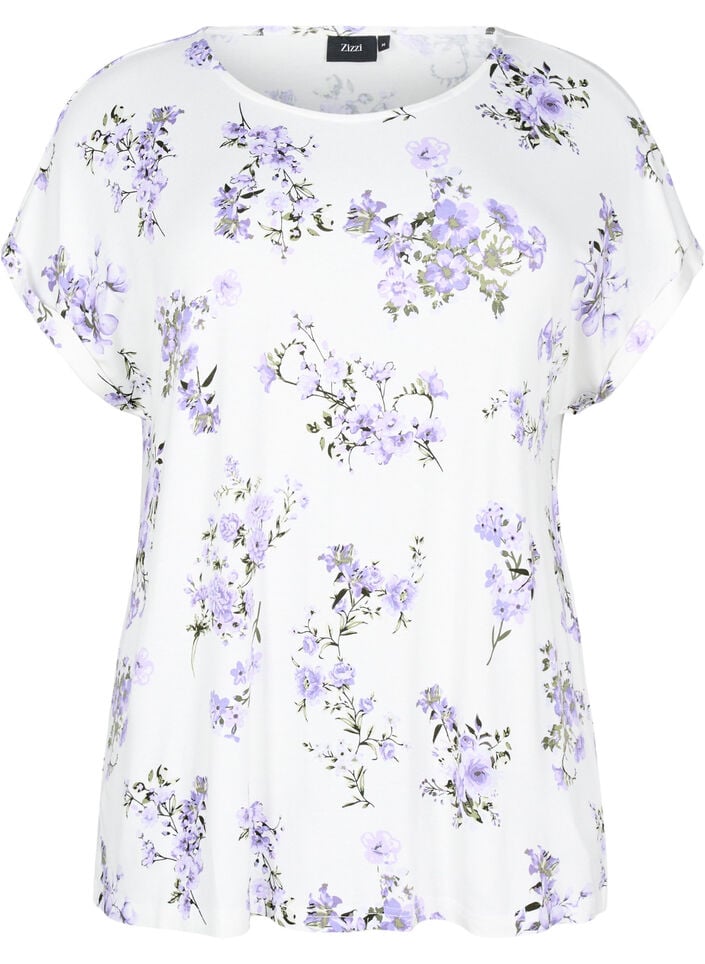 T-shirt with floral print, Purple, Packshot image number 0