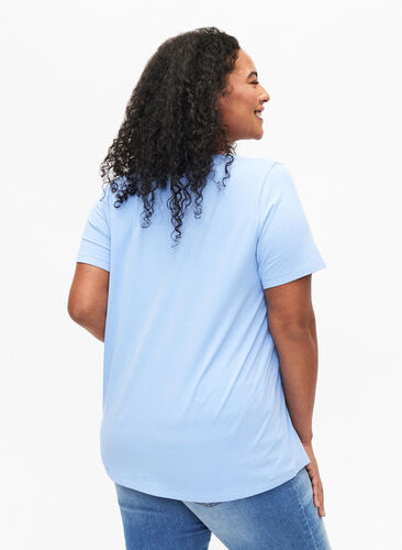 Basic plain cotton t-shirt, Serenity, Model image number 1