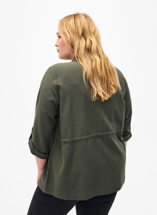 Linen blend shirt with pockets, Thyme, Model image number 1