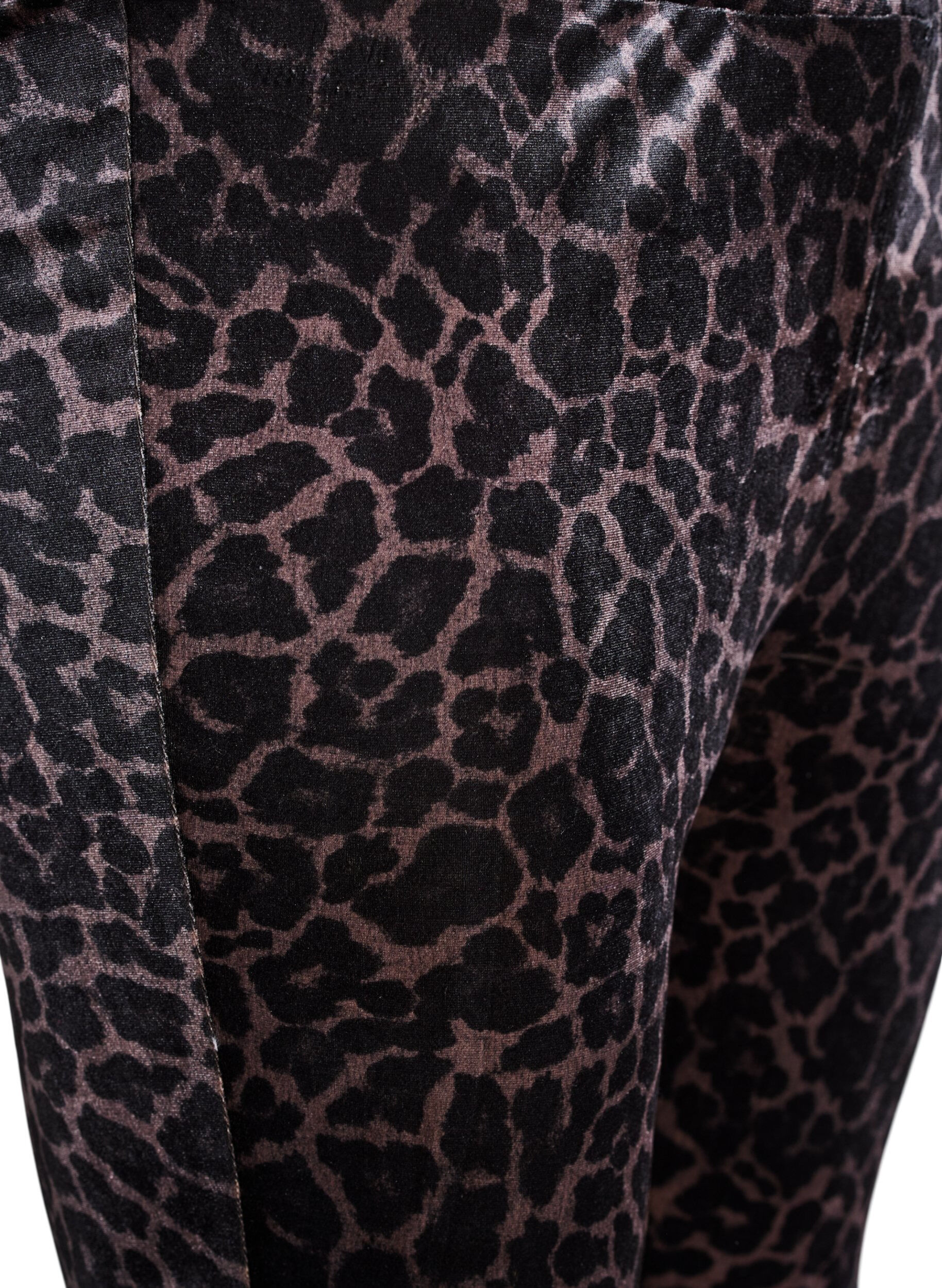 Zizzifashion Velour leggings with leopard pattern, Brown, Packshot image number 2